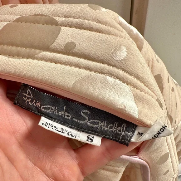 Vintage Fernando Sanches Pink and Cream Quilted Robe 100% Silk - Picture 5 of 9